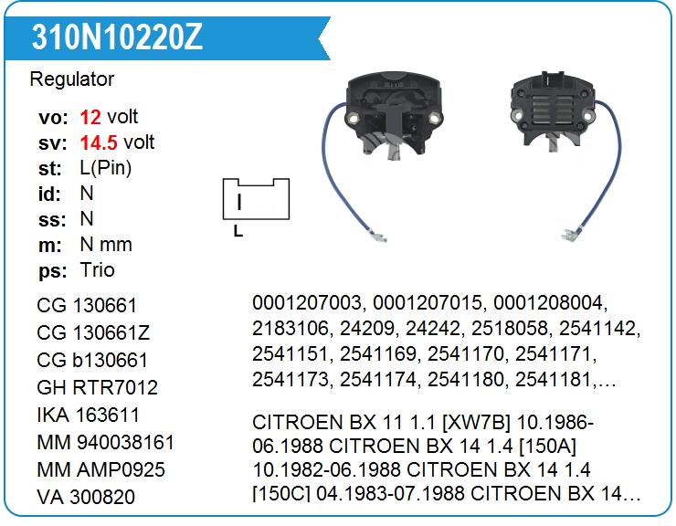 Регулятор генератора ZAUFER 310N10220Z (310N10220Z)