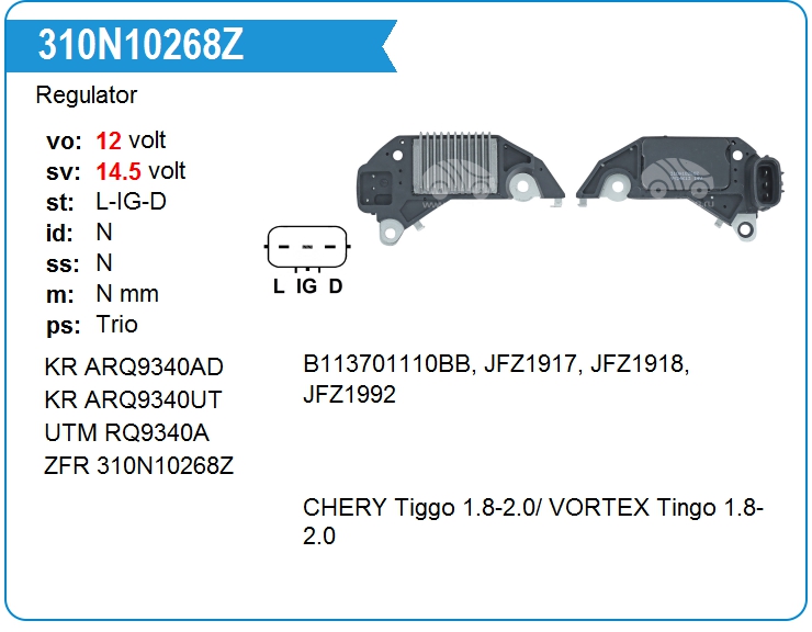 Регулятор генератора ZAUFER 310N10268Z (310N10268Z)