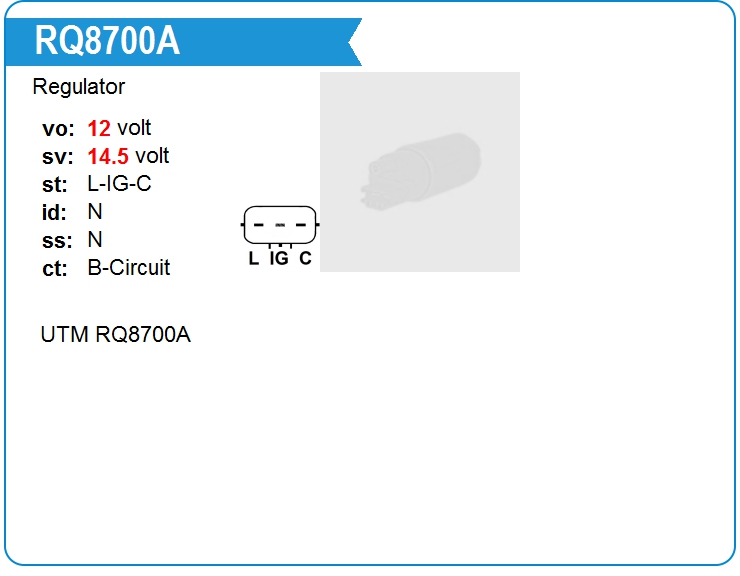 Регулятор генератора UTM RQ8700A (RQ8700A)