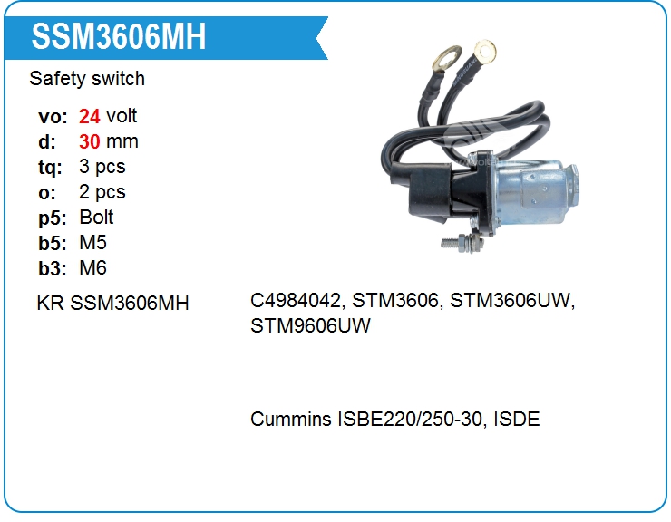 Втягивающее реле стартера маленькое KRAUF SSM3606MH (onC4984042)