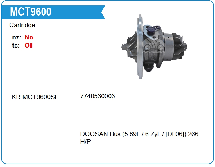 Картридж для турбокомпрессора KRAUF MCT9600RF (MCT9600RF)