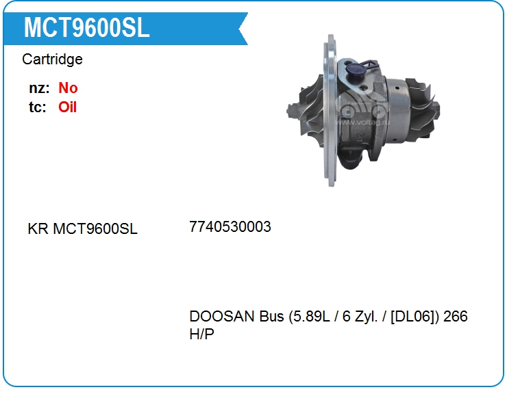 Картридж для турбокомпрессора KRAUF MCT9600SL (MCT9600SL)