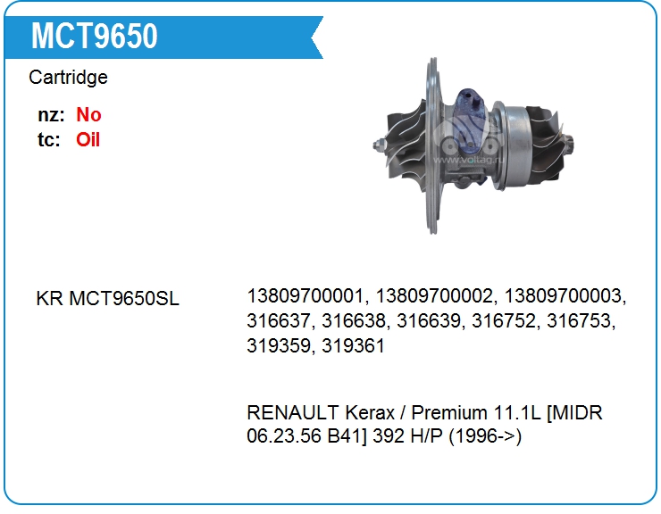 Картридж для турбокомпрессора KRAUF MCT9650BE (MCT9650BE)