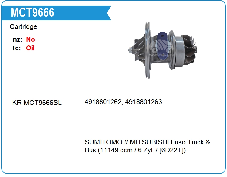 Картридж для турбокомпрессора KRAUF MCT9666NM (4918808020)