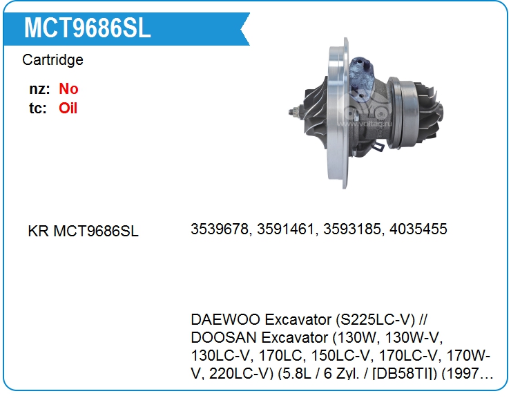 Картридж для турбокомпрессора KRAUF MCT9686SL (MCT9686SL)