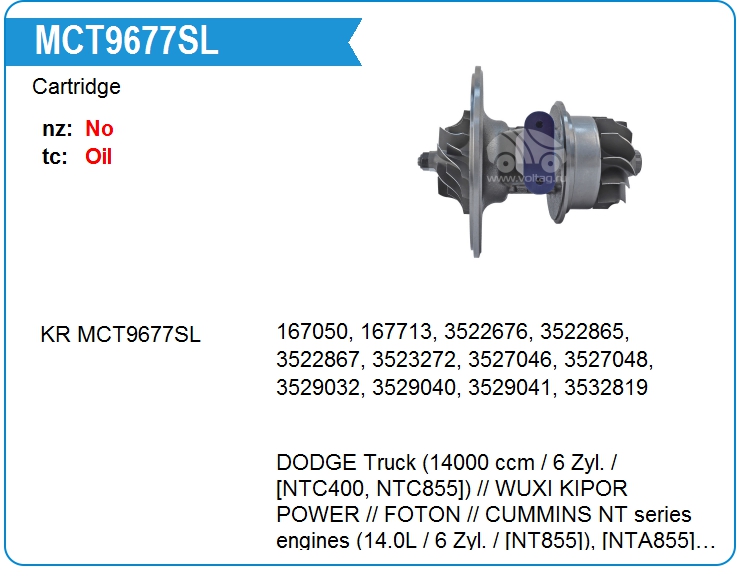 Картридж для турбокомпрессора KRAUF MCT9677SL (MCT9677SL)