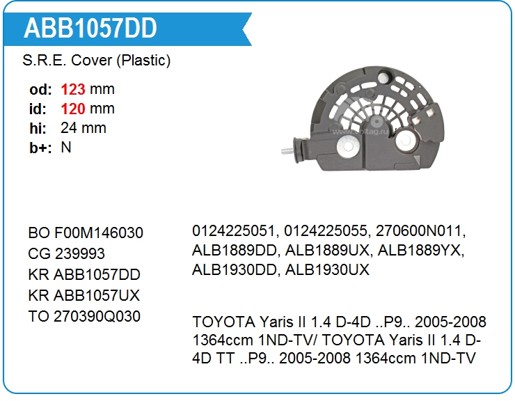Крышка генератора (пластик) KRAUF ABB1057DD (ABB1057DD)