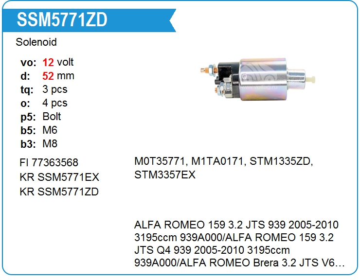Втягивающее реле стартера KRAUF SSM5771ZD (SSM5771ZD)