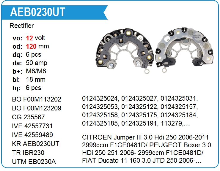Диодный мост генератора KRAUF AEB0230UT (AEB0230UT)