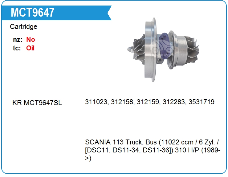 Картридж для турбокомпрессора KRAUF MCT9647BE (MCT9647BE)