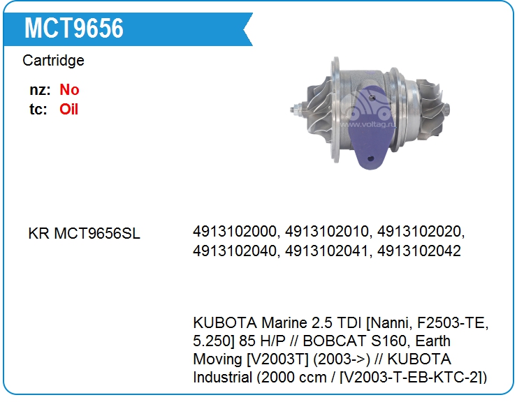 Картридж для турбокомпрессора KRAUF MCT9656RF (4913108000)