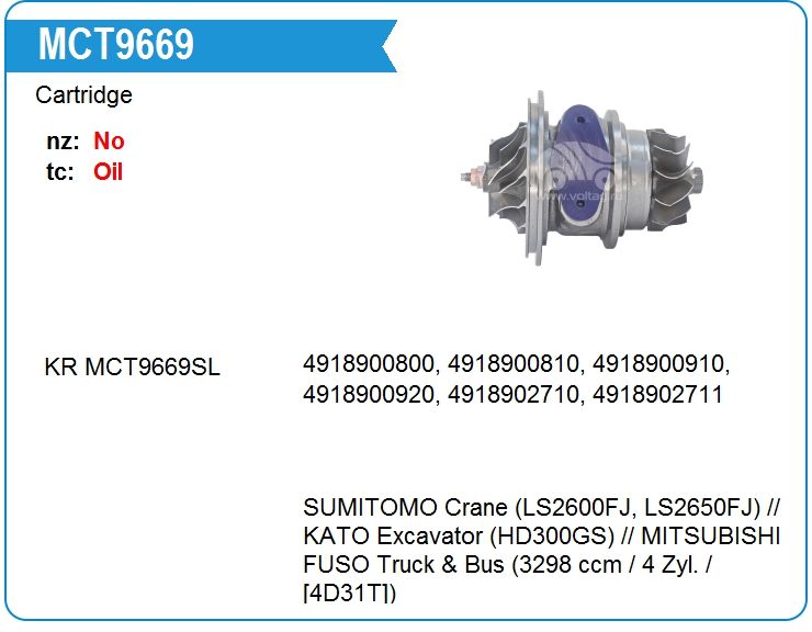 Картридж для турбокомпрессора Mitsubishi 4918908110 (MCT9669)