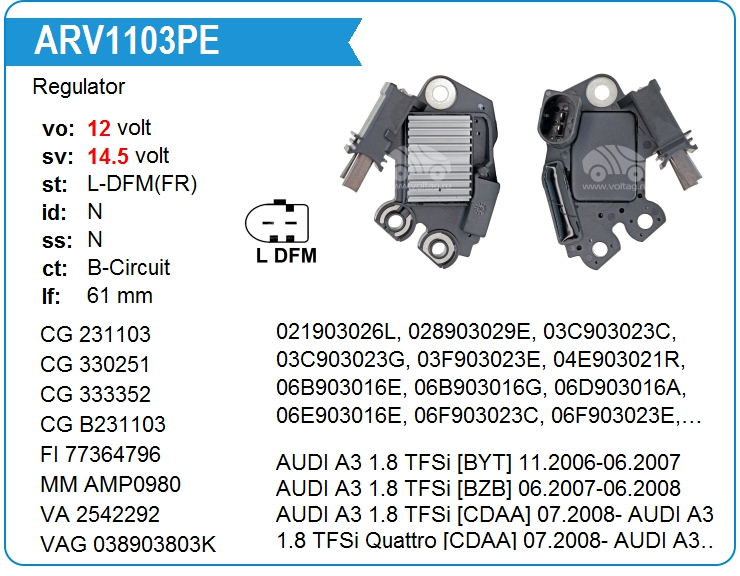 Регулятор генератора KRAUF ARV1103PE (ARV1103PE)
