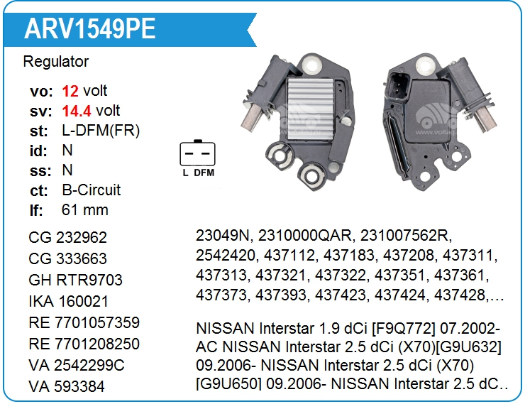 Регулятор генератора KRAUF ARV1549PE (ARV1549PE)