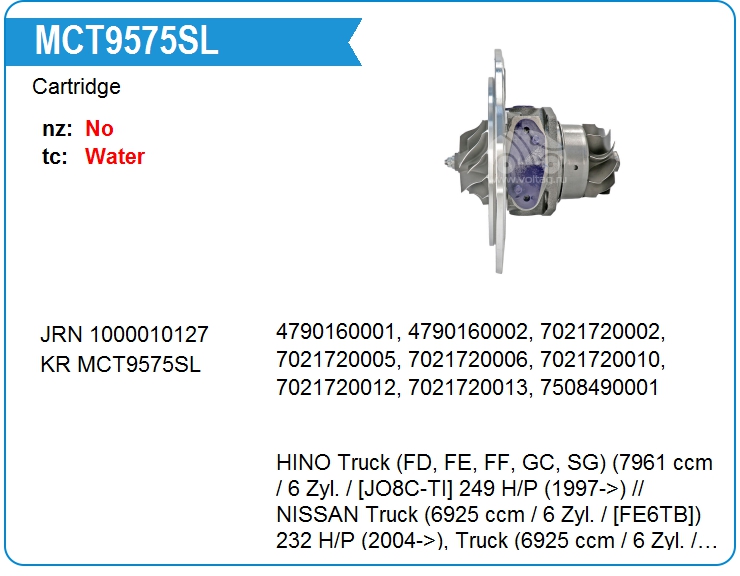 Картридж для турбокомпрессора KRAUF MCT9575SL (MCT9575SL)