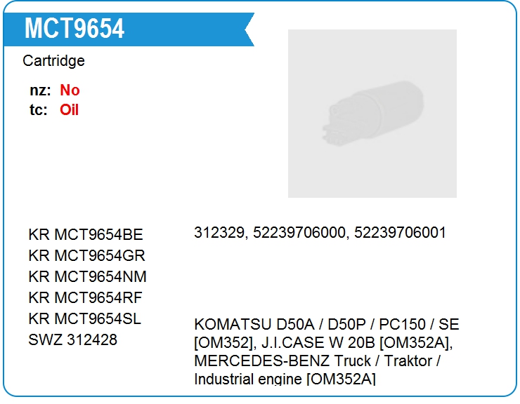 Картридж для турбокомпрессора KRAUF MCT9654BE (MCT9654BE)