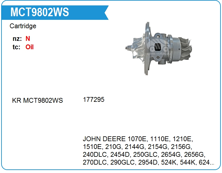 Картридж для турбокомпрессора KRAUF MCT9802WS (onRE534520)