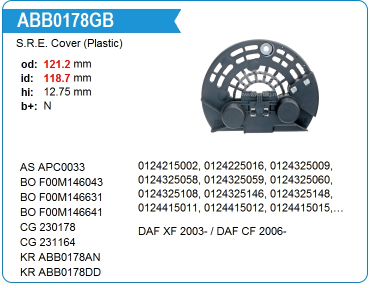 Крышка генератора пластик KRAUF ABB0178GB (ABB0178GB)