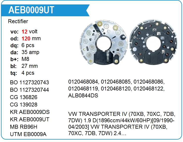 Диодный мост генератора KRAUF AEB0009UT (AEB0009UT)