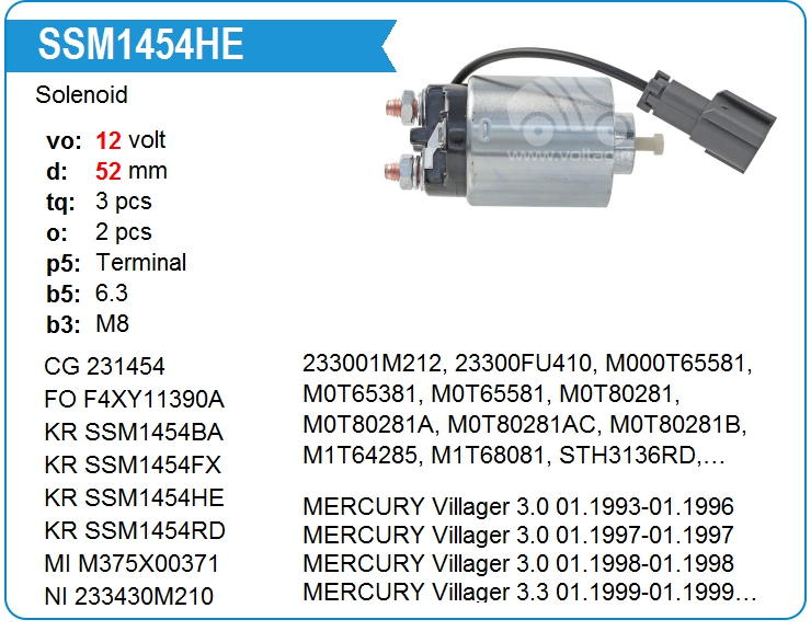 Втягивающее реле стартера KRAUF SSM1454HE (SSM1454HE)