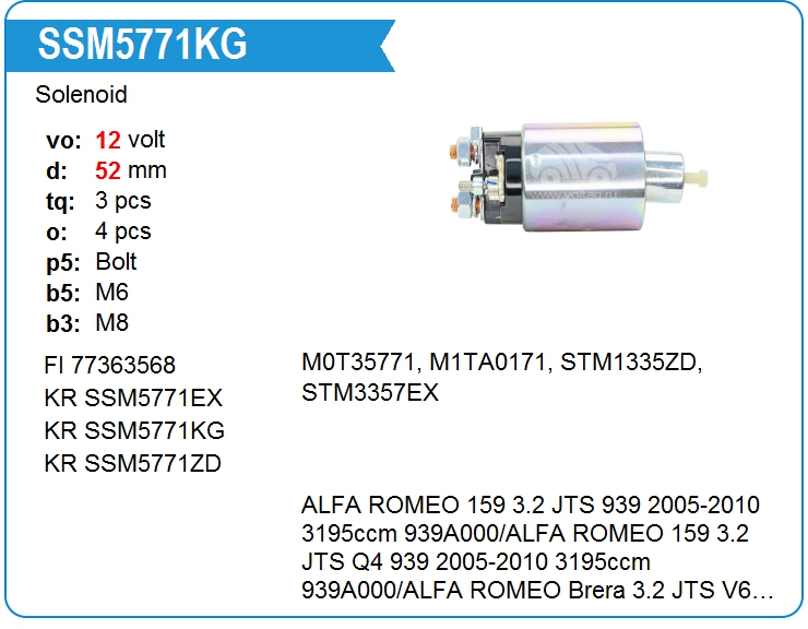 Втягивающее реле стартера KRAUF SSM5771KG (SSM5771KG)