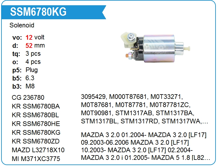 Втягивающее реле стартера KRAUF SSM6780KG (SSM6780KG)