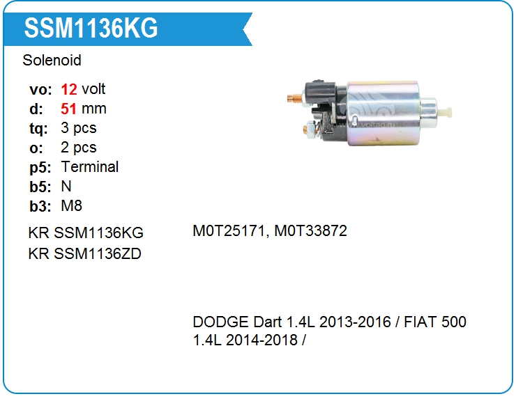 Втягивающее реле стартера KRAUF SSM1136KG (SSM1136KG)