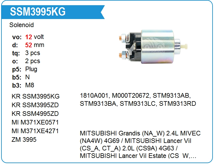 Втягивающее реле стартера KRAUF SSM3995KG (SSM3995KG)