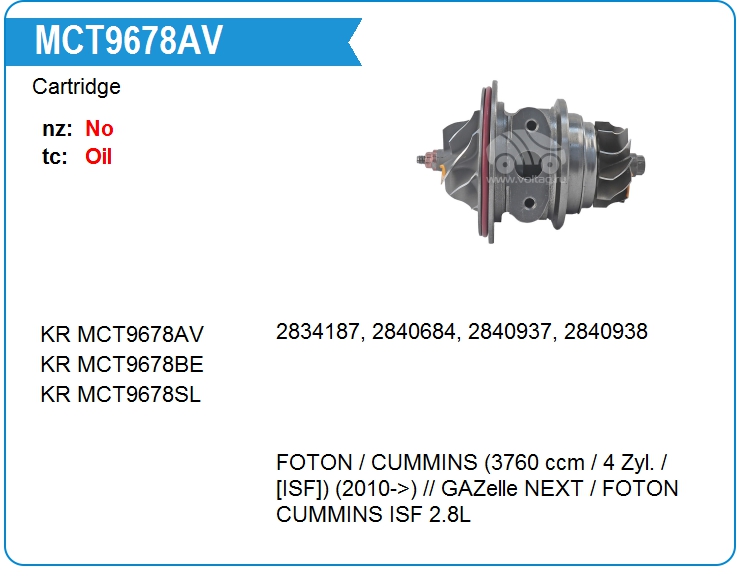 Картридж для турбокомпрессора KRAUF MCT9678AV (4047541)