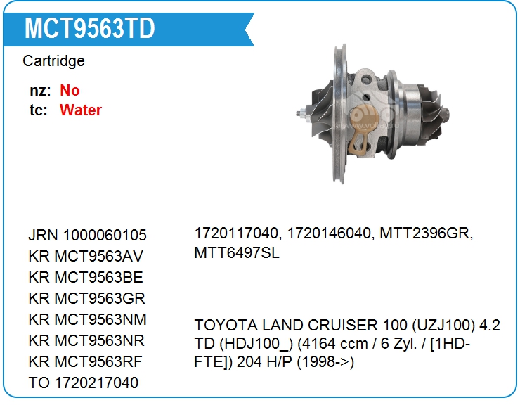 Картридж для турбокомпрессора KRAUF MCT9563TD (MCT9563TD)