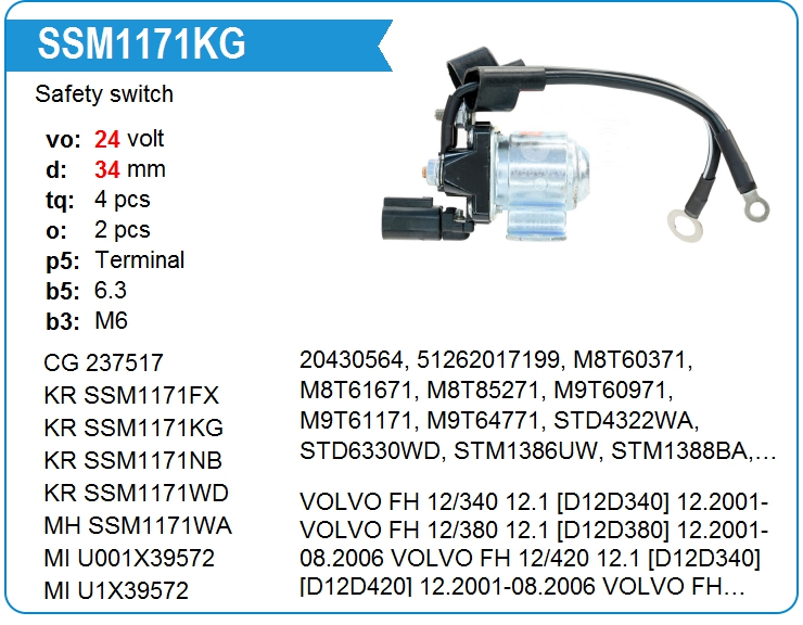Втягивающее реле стартера маленькое KRAUF SSM1171KG (SSM1171KG)