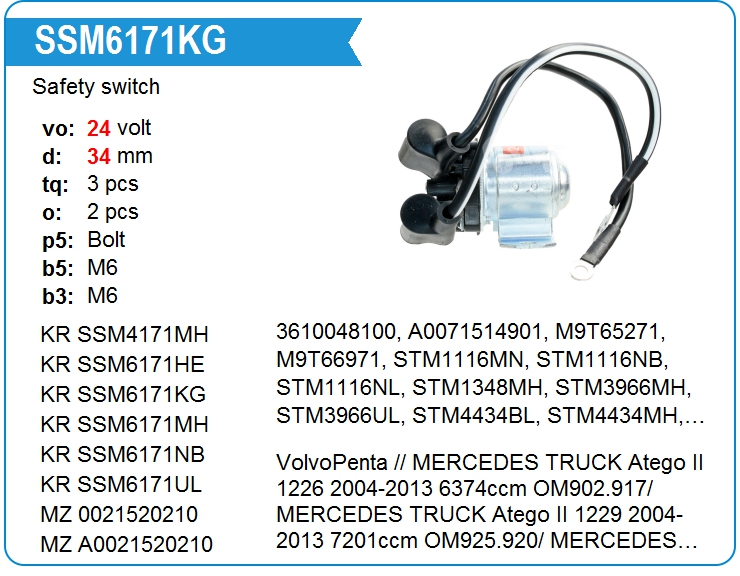 Втягивающее реле стартера маленькое KRAUF SSM6171KG (SSM6171KG)