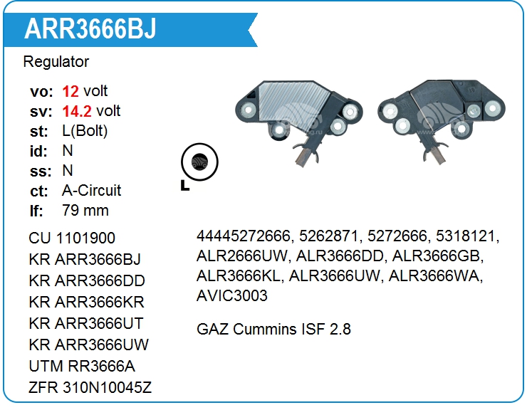 Регулятор генератора KRAUF ARR3666BJ (ARR3666BJ)