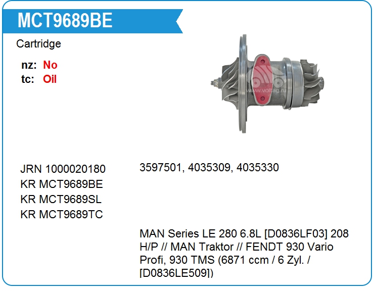 Картридж для турбокомпрессора KRAUF MCT9689BE (MCT9689BE)