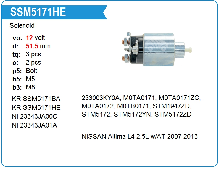 Втягивающее реле стартера KRAUF SSM5171HE (SSM5171HE)