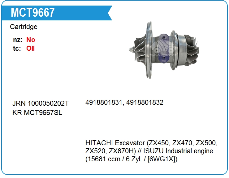 Картридж для турбокомпрессора Mitsubishi 4918809010 (MCT9667)