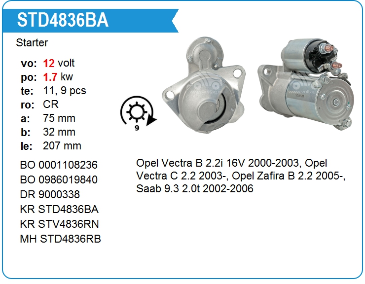 Стартер KRAUF STD4836BA (8000180)