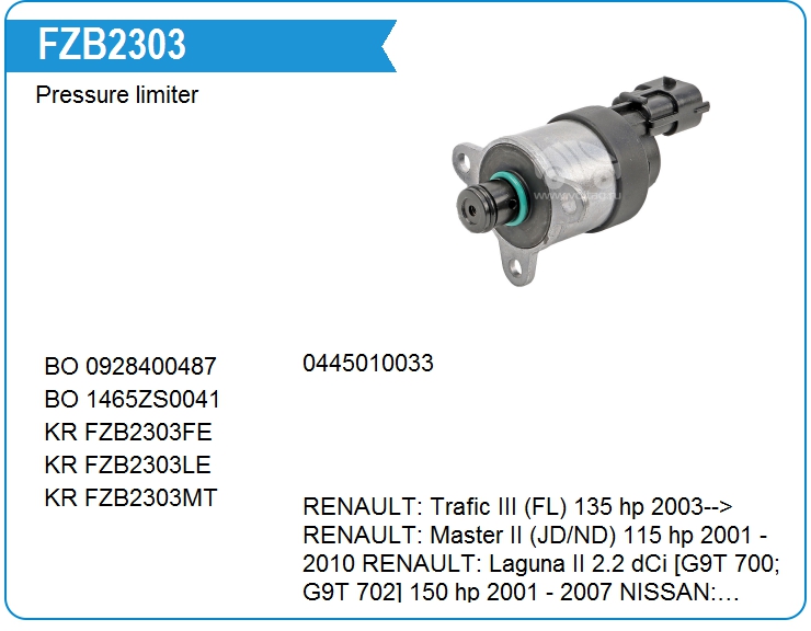 Клапан ограничения давления топлива Bosch 0928400487 (0928400487)