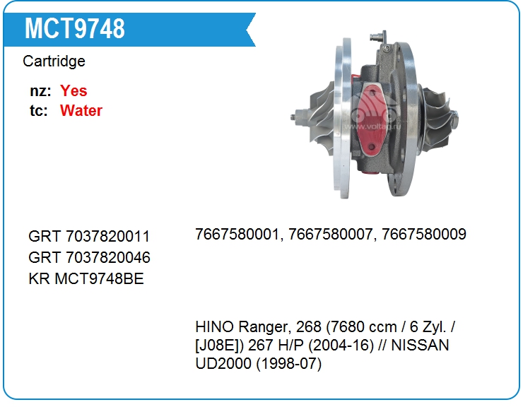 Картридж для турбокомпрессора KRAUF MCT9748GR (7037820046)