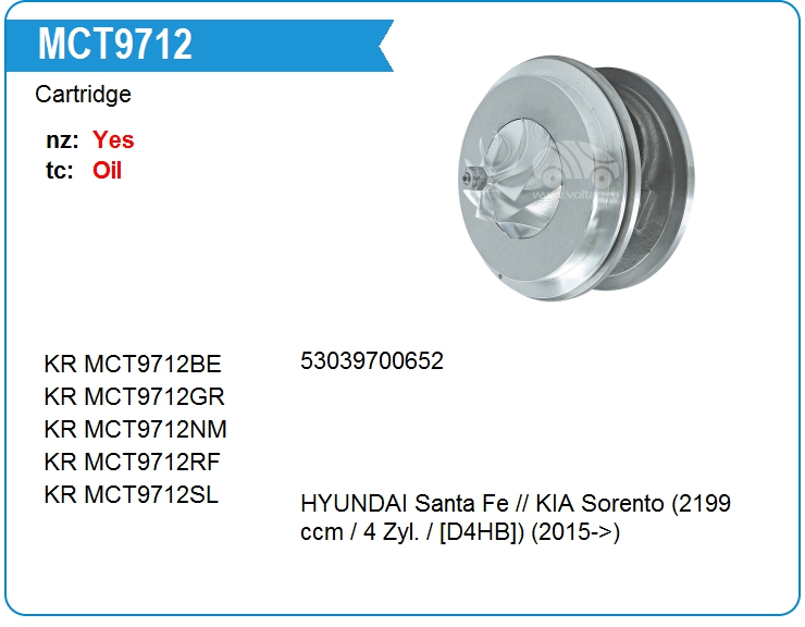 Картридж для турбокомпрессора KRAUF MCT9712SL (on282312F950)