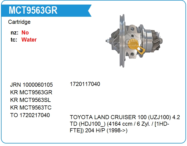 Картридж для турбокомпрессора KRAUF MCT9563GR (1720217040)