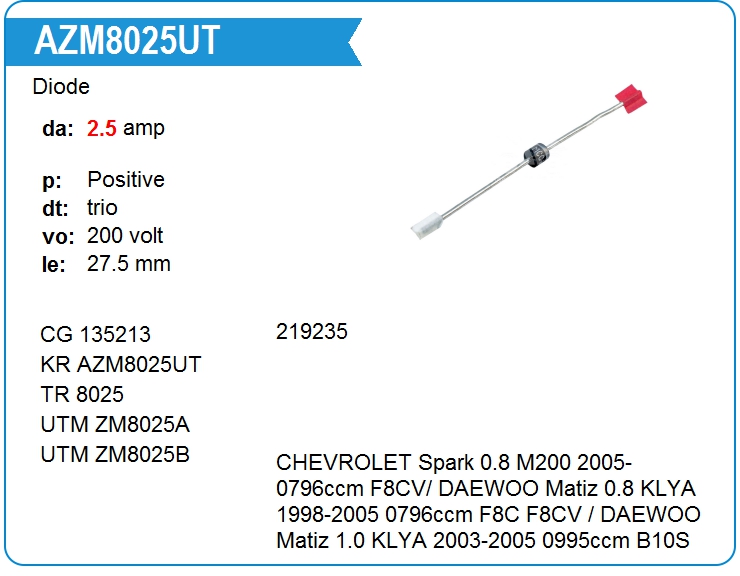 Диод генератора KRAUF AZM8025UT (AZM8025UT)