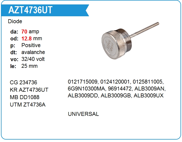Диод генератора KRAUF AZT4736UT (AZT4736UT)