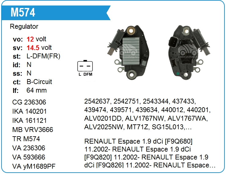 Регулятор генератора Transpo M574 (M574)