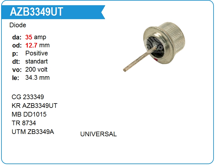 Диод генератора KRAUF AZB3349UT (AZB3349UT)