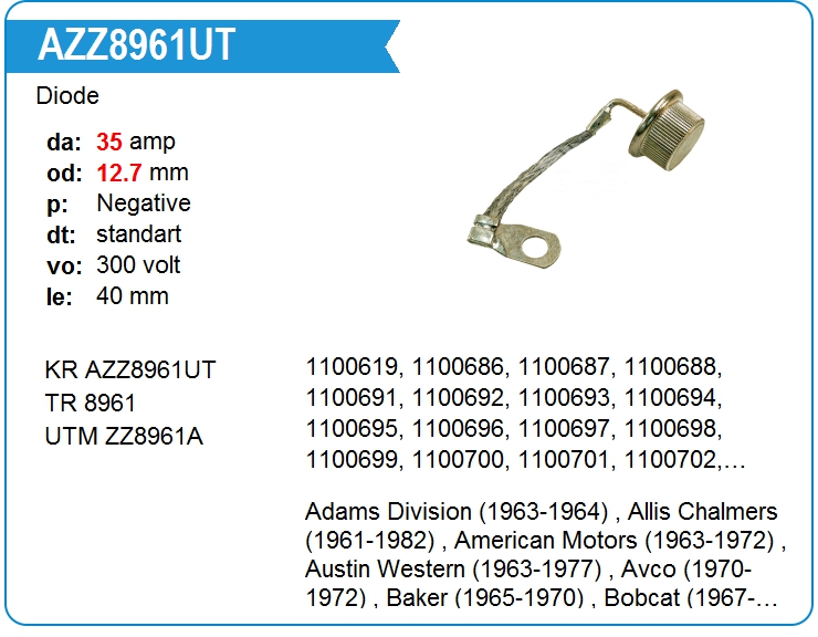 Диод генератора KRAUF AZZ8961UT (AZZ8961UT)