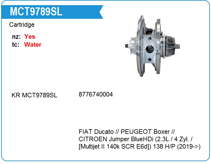 Картридж для турбокомпрессора KRAUF MCT9789SL (on5802363734)