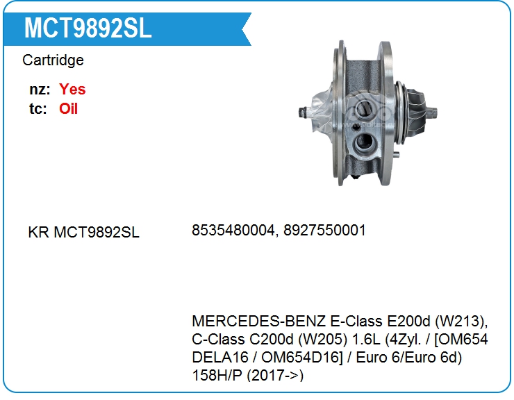 Картридж для турбокомпрессора KRAUF MCT9892SL (onA6540908500)