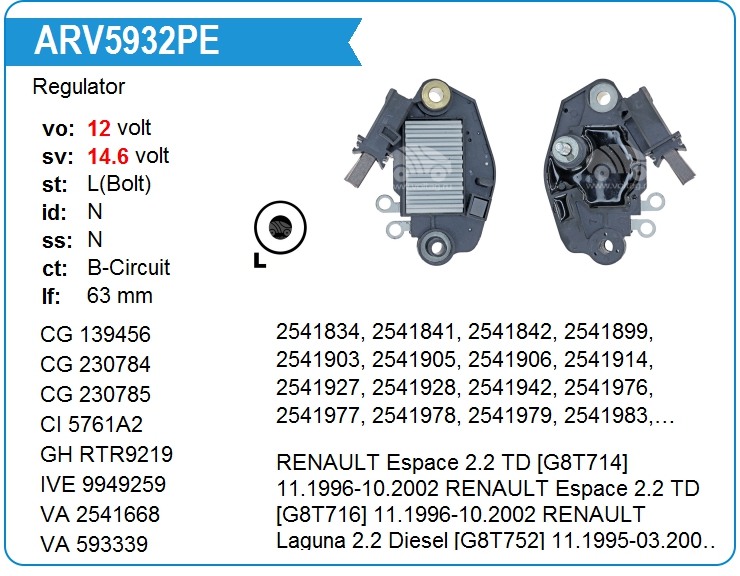 Регулятор генератора KRAUF ARV5932PE (M517)