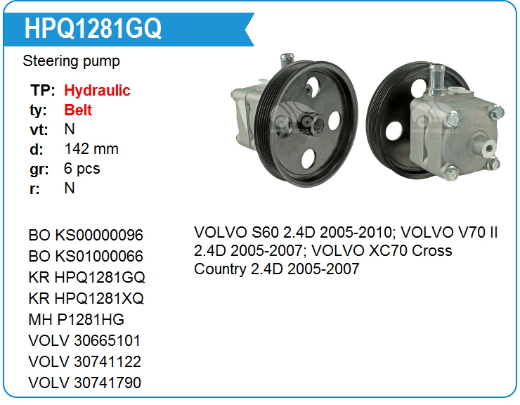 Насос гидроусилителя руля KRAUF HPQ1281GQ (30741122)